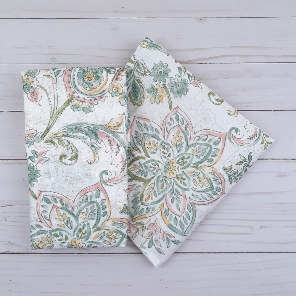 Fabric Dinner Napkins Jacobean Blue Paisley 17x17 inch Set of 4